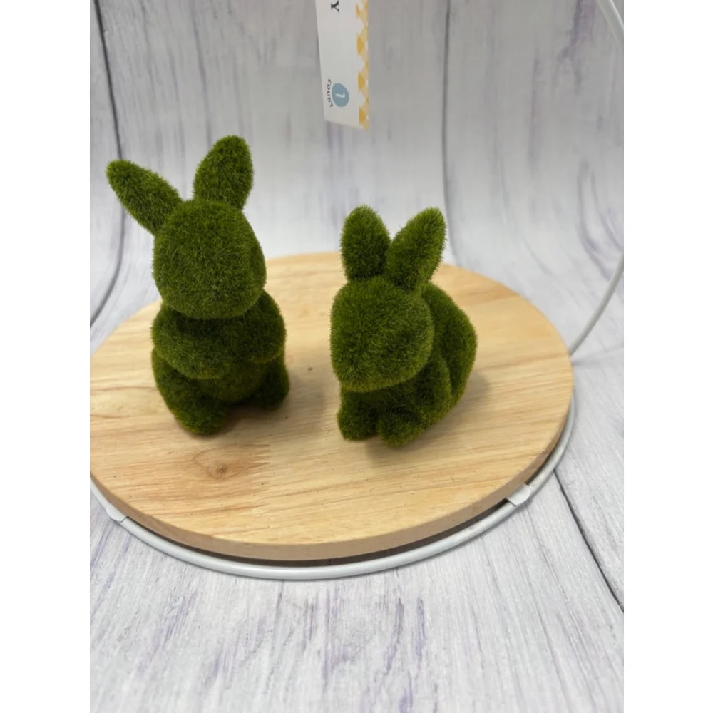 Easter bunny ear wire tray with two small mass green bunnies
